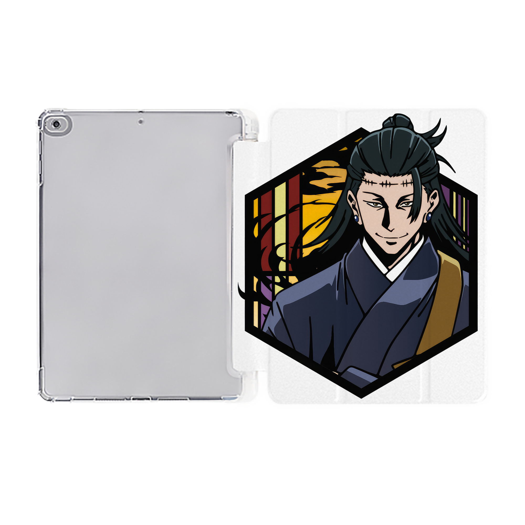 （画像用） 呪術廻戦 Jujutsu Kaisen IPad ケース ペン収納付き 三つ折りスタンド PUレザー×シリコン 対応機種9.5/10.5/10.9インチ